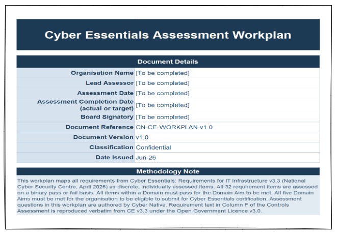Free UK Cyber Essentials Assessment Workplan for SMEs